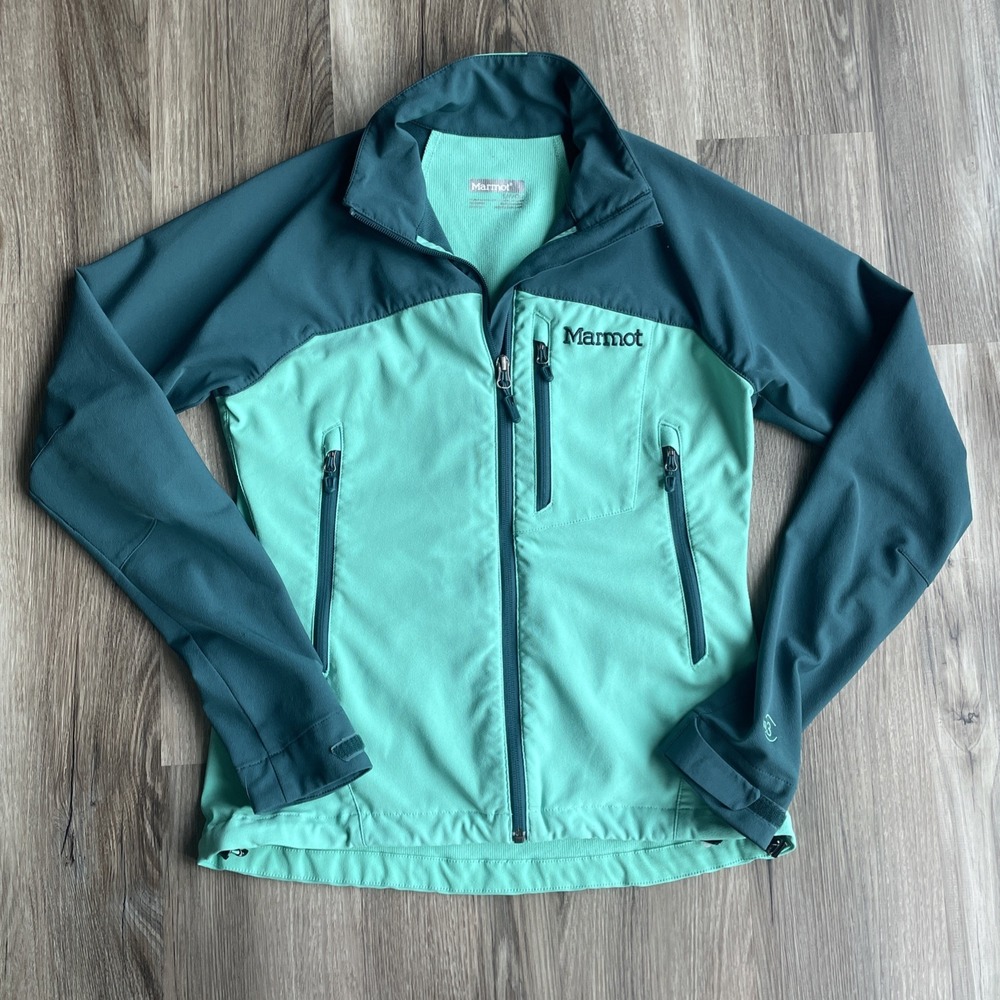 Marmot Women's Full Zip Jacket‎ Teal Size Small Gorpcore Hiking Windbreaker